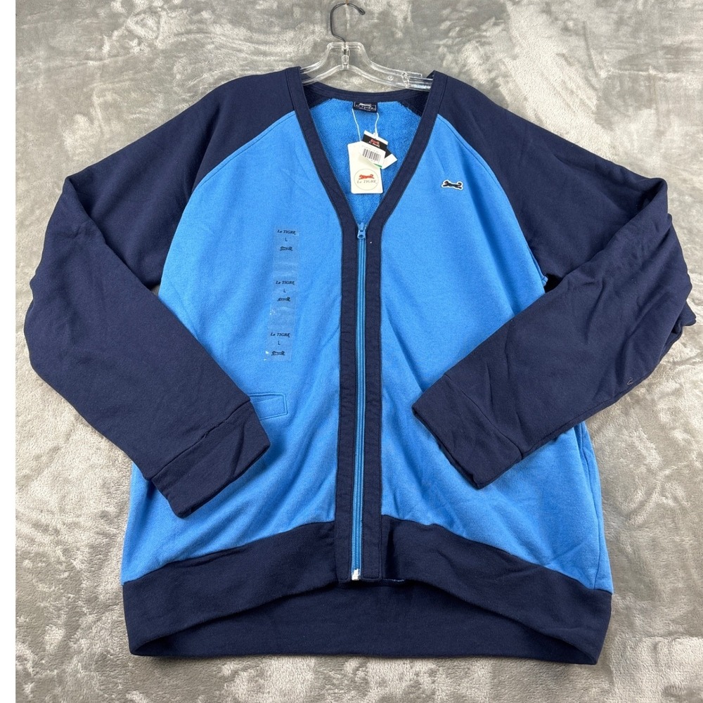 Le Tigre Cardigan Mens L Sky Blue Full Zip NEW